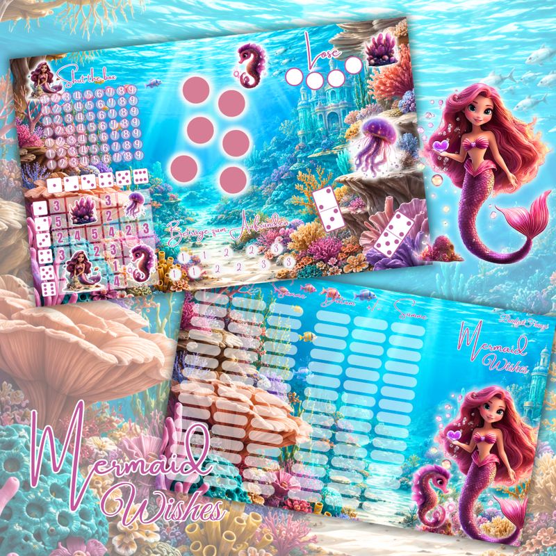 3er Klappkarte Mermaid Wishes Sparspiel Sparchallenge A6 Binder