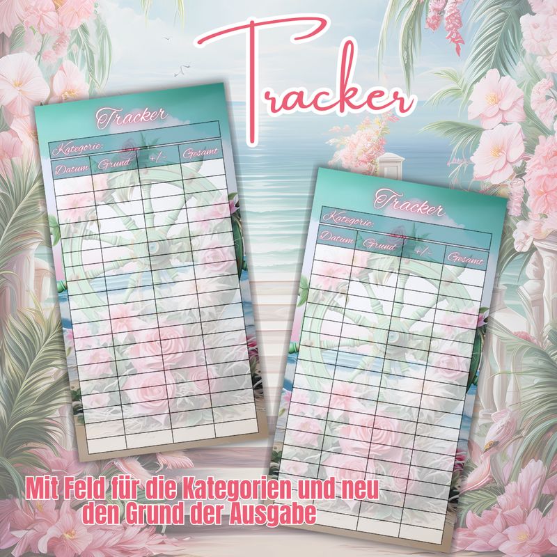 10er Set Steuerrad Budget Tracker A6 Binder beidseitig bedruckt und matt foliert Umschlagmethode