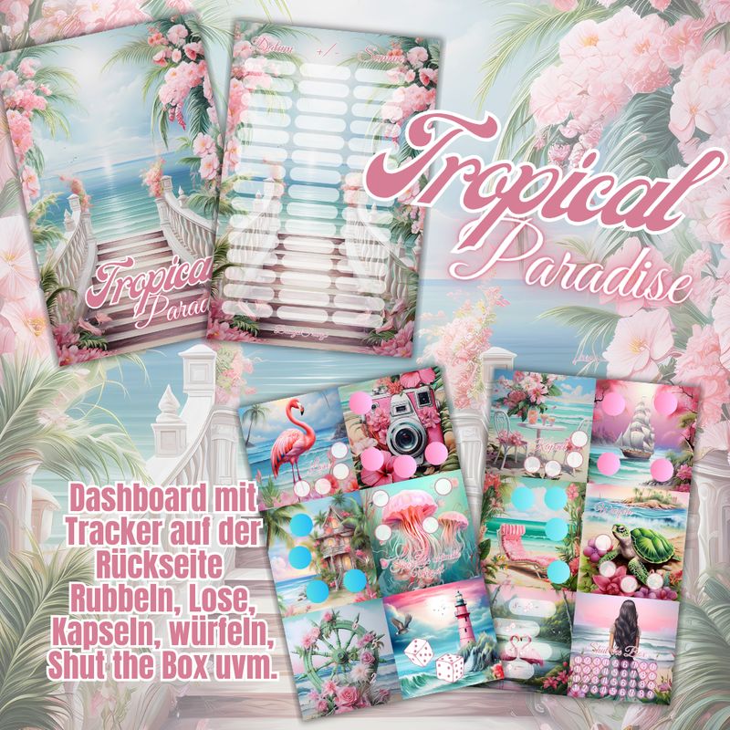 Sparchallenge Mini Jahreschallenge Tropical Paradise Urlaub maritim Budget Sparspiel A6 Binder