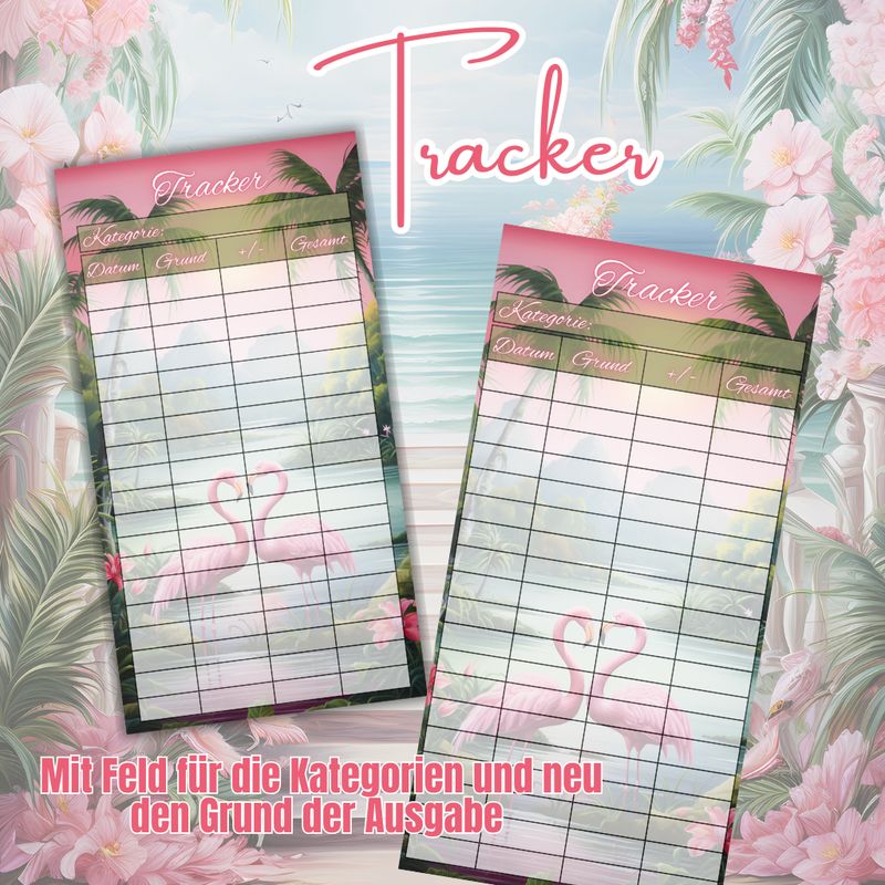 10er Set Frühling Flamingo Budget Tracker A6 Binder beidseitig bedruckt und matt foliert Umschlagmethode