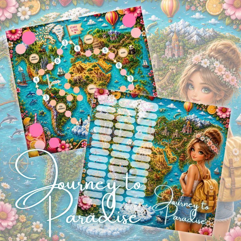 Klappkarte Journey Paradise Sparspiel Sparchallenge A6 Binder