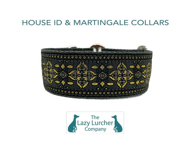 Zante Grey & Gold House ID Collar, SIZE 11-13"