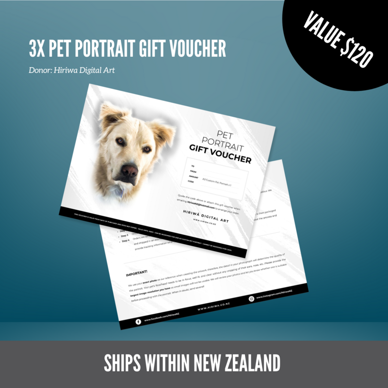 3x A3 Pet Portrait Gift Voucher | Hiriwa Digital Art