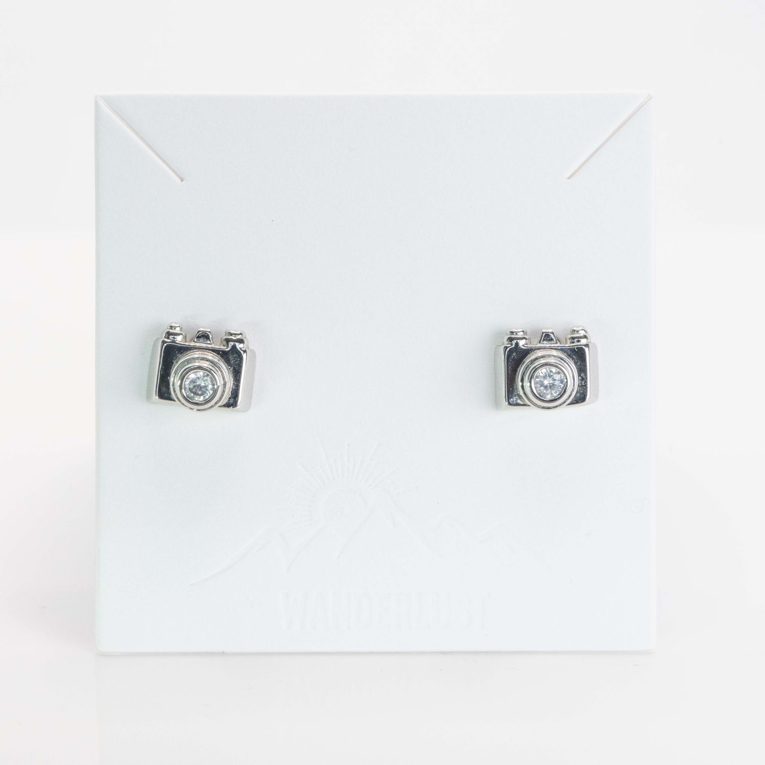 Copper Camera Studs Earrings | Silver