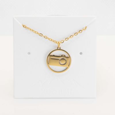 Stainless Steel Camera in a Circle Choker | Golden Plated