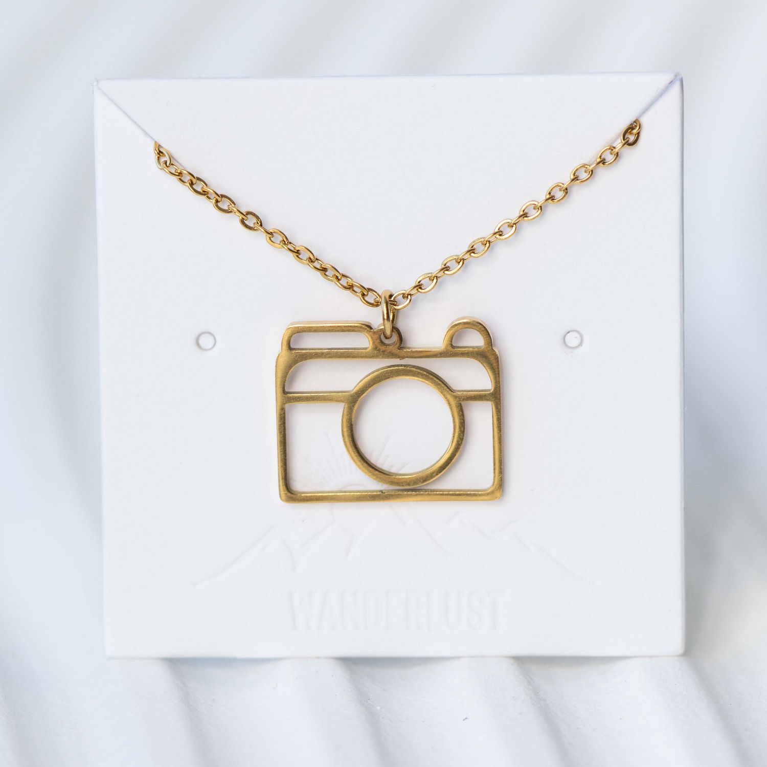 Stainless Steel Necklaces Abstract Line Camera | Gold