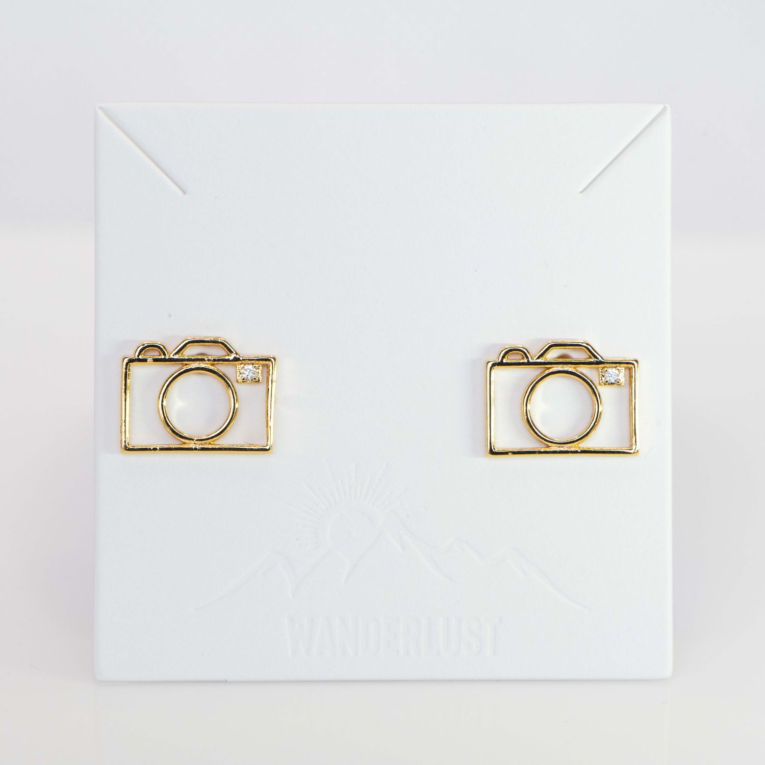 Stainless Steel Hollow Frame Camera Earrings | Golden Plated