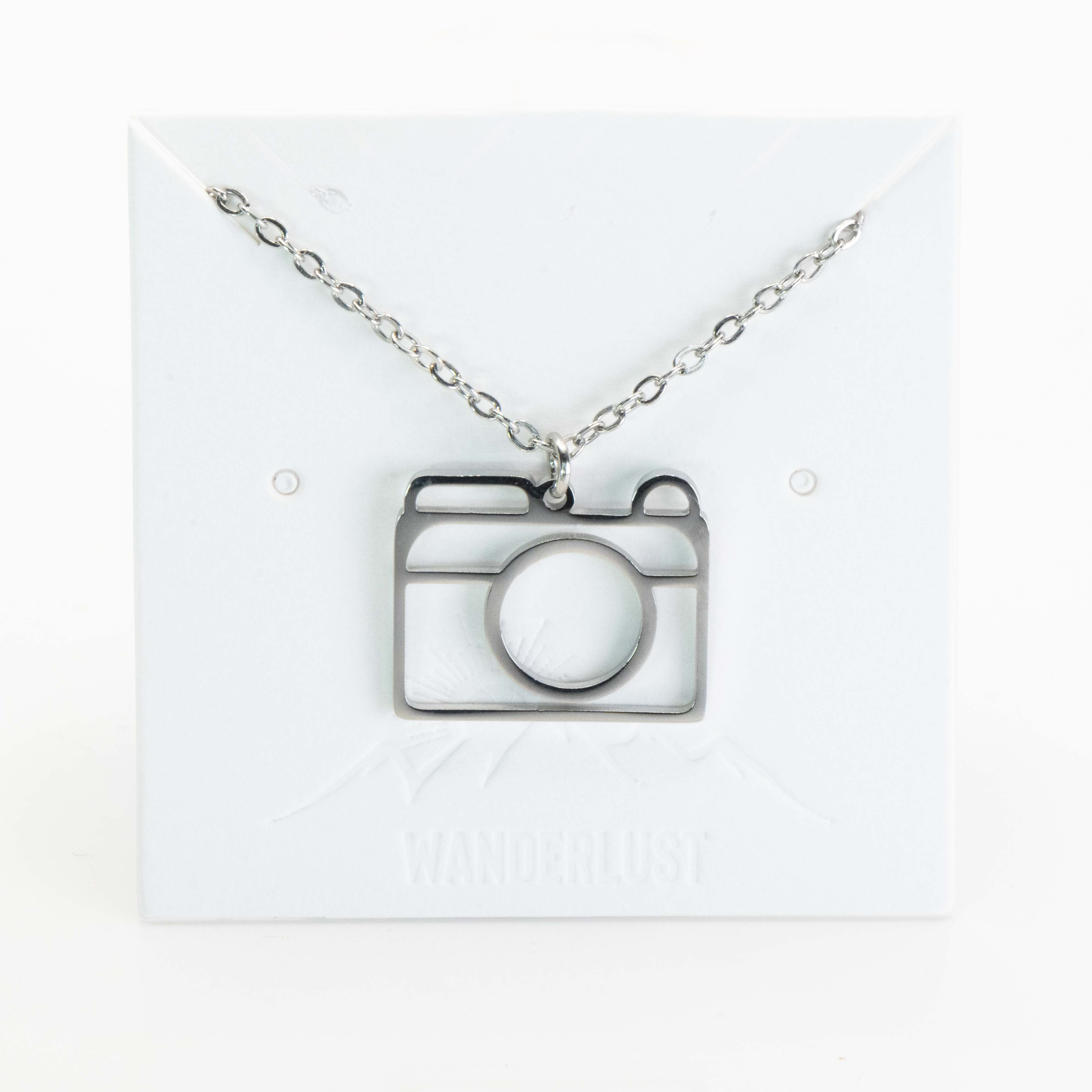 Stainless Steel Necklaces Abstract Line Camera | Silver