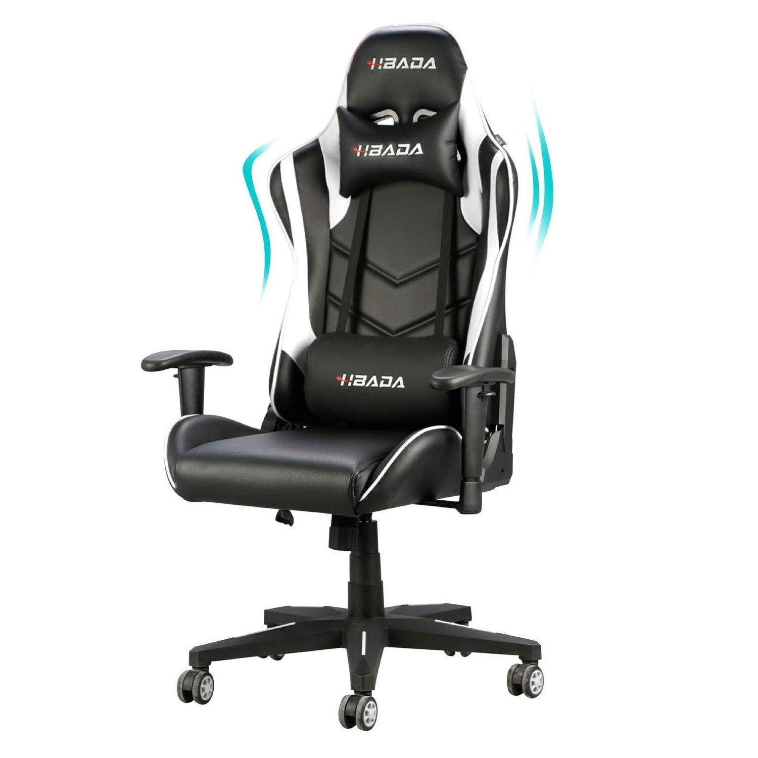 Gaming Chair Racing Style Ergonomic High Back with Height Adjustment, White