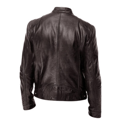 Chocolate Slim-Fit PU Leather Jacket