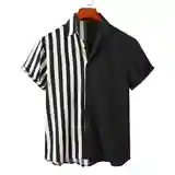 Halfway n Striped Black Short-Sleeve Shirt