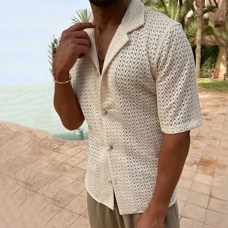 Poolside Hottie Cream Mesh Short-Sleeve Shirt