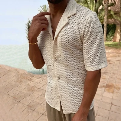 Poolside Hottie Cream Mesh Short-Sleeve Shirt
