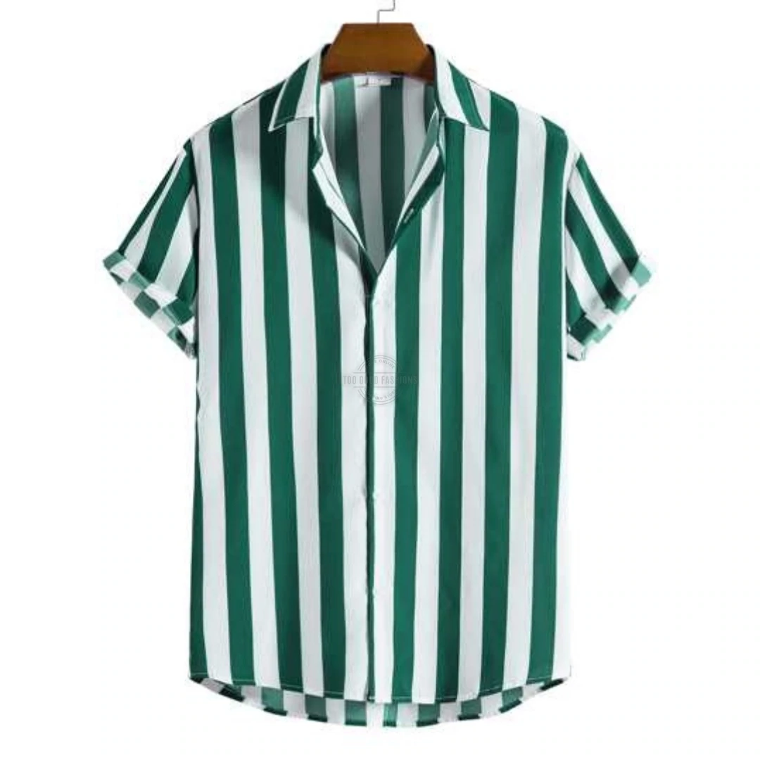 Green Stripes Short-Sleeve Shirt (L)