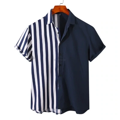 Halfway n Striped Navy Short-Sleeve Shirt