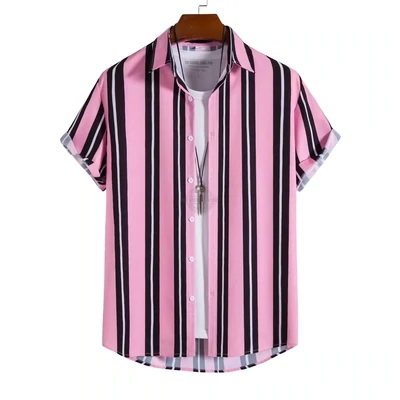 Pink n Black Striped Short-Sleeve Shirt