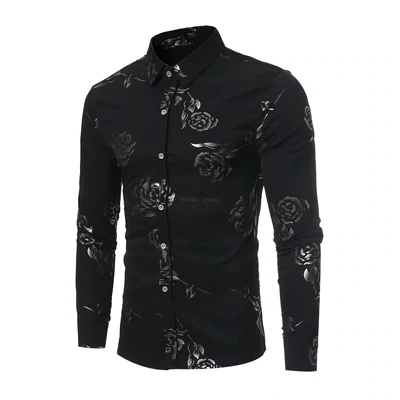 Black Gold Roses Long-Sleeve Shirt
