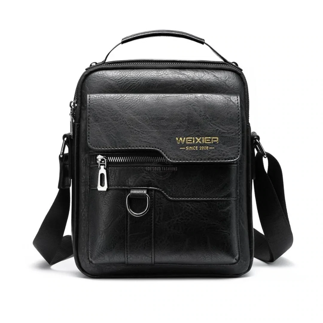 Black shoulder bag with adjustable strap