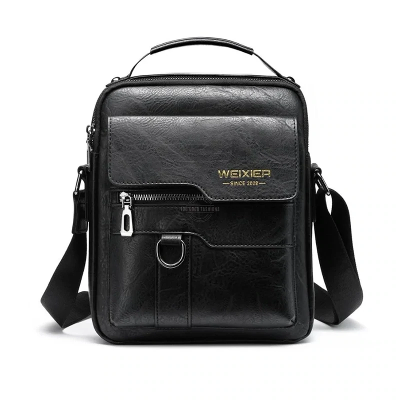 Black shoulder bag with adjustable strap