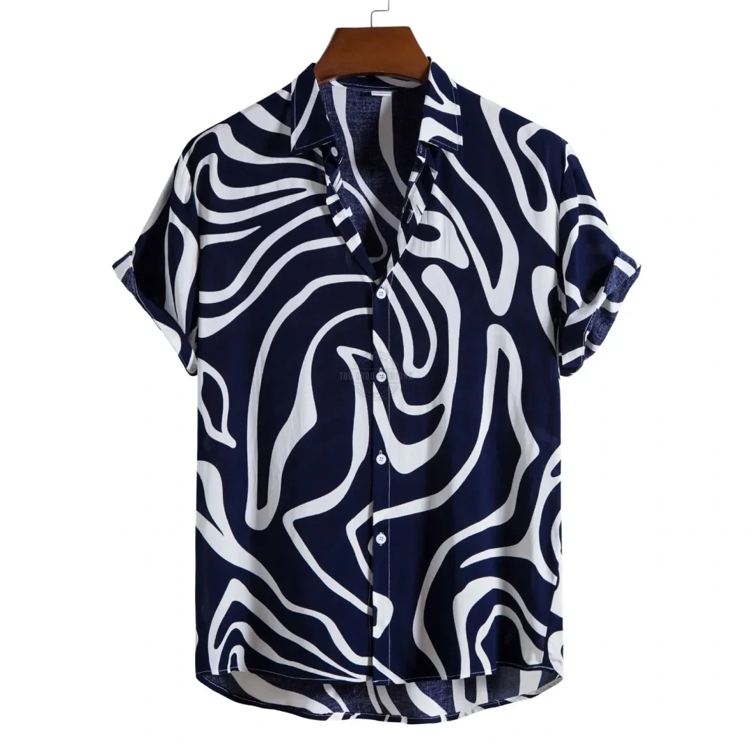 Midnight Blue Abstract Swirl Short-Sleeve Shirt