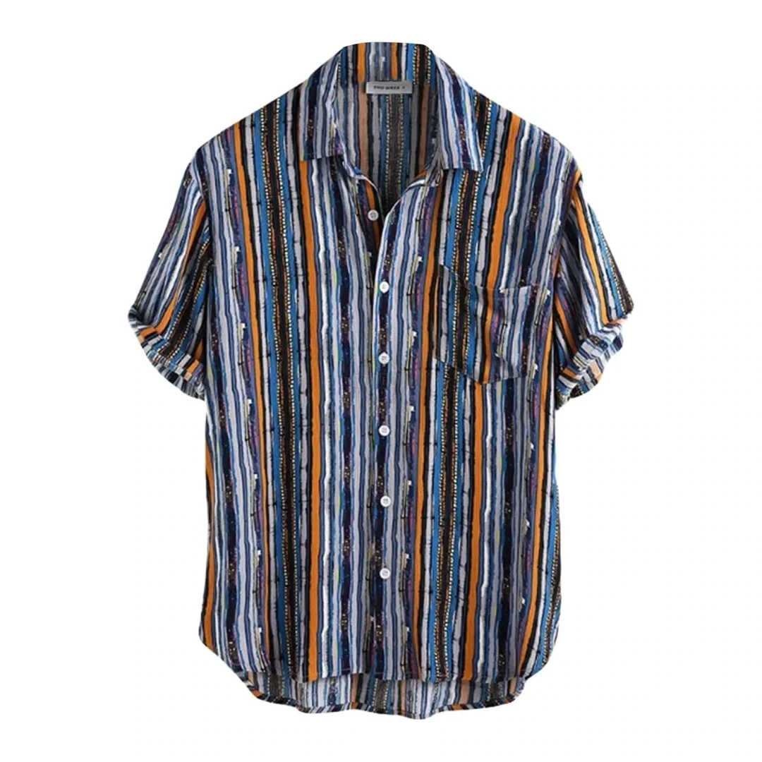 Men&#39;s blue Serengeti patterned short-sleeve shirt