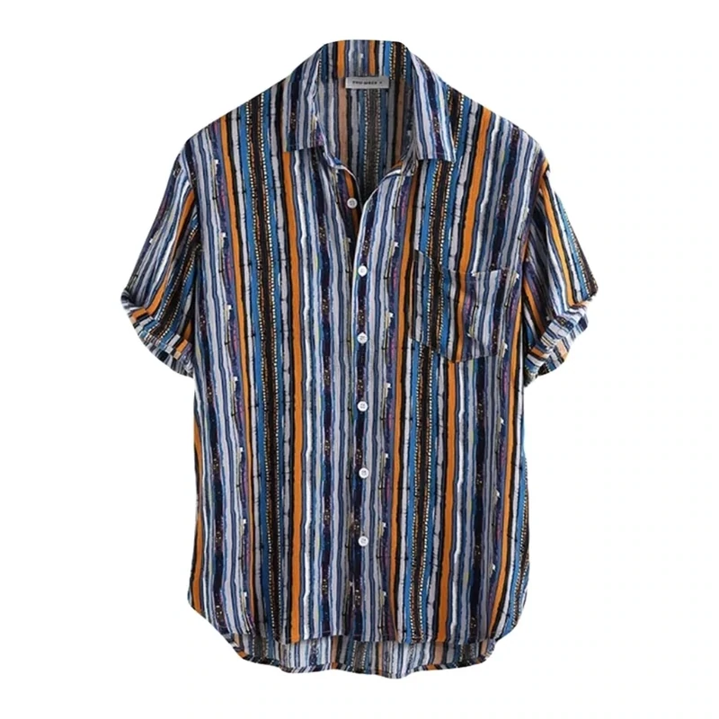 Men&#39;s blue Serengeti patterned short-sleeve shirt