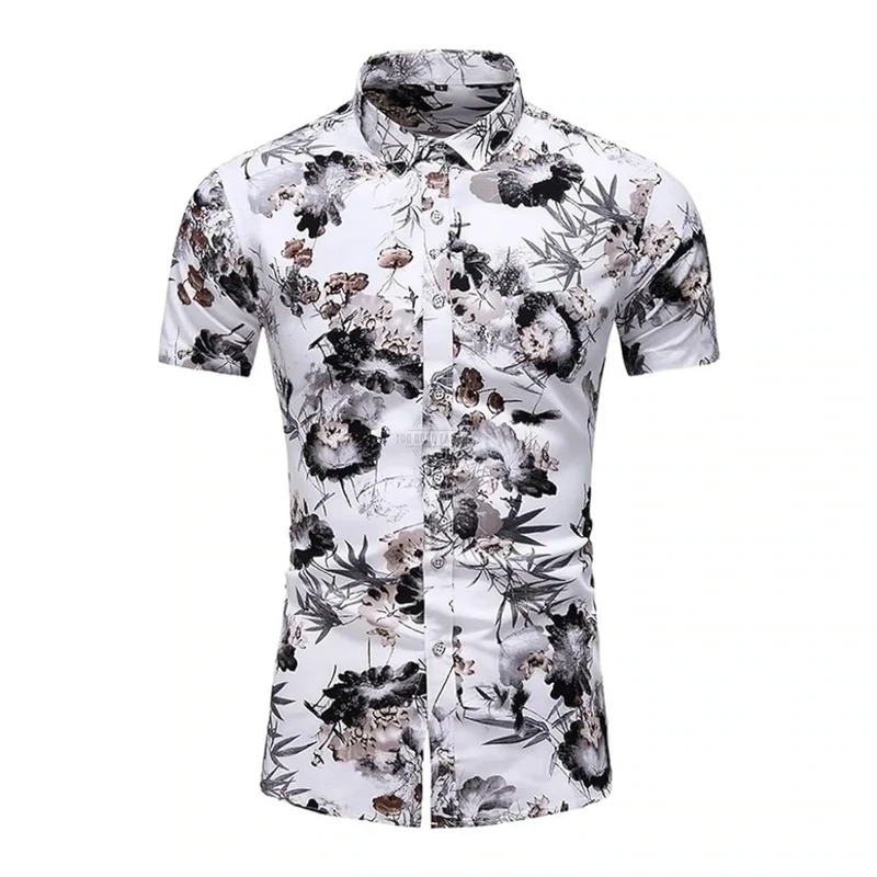 Neutral Floral Short-Sleeve Shirt