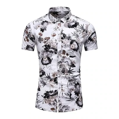 Neutral Floral Short-Sleeve Shirt