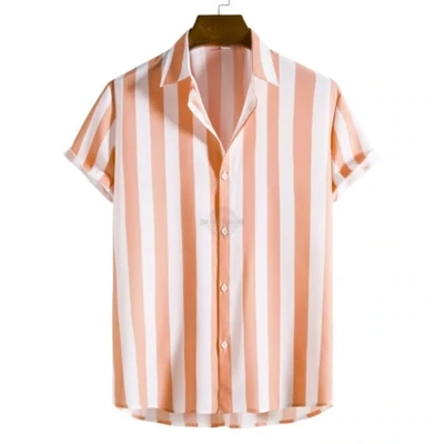 Coral Stripes Short-Sleeve Shirt