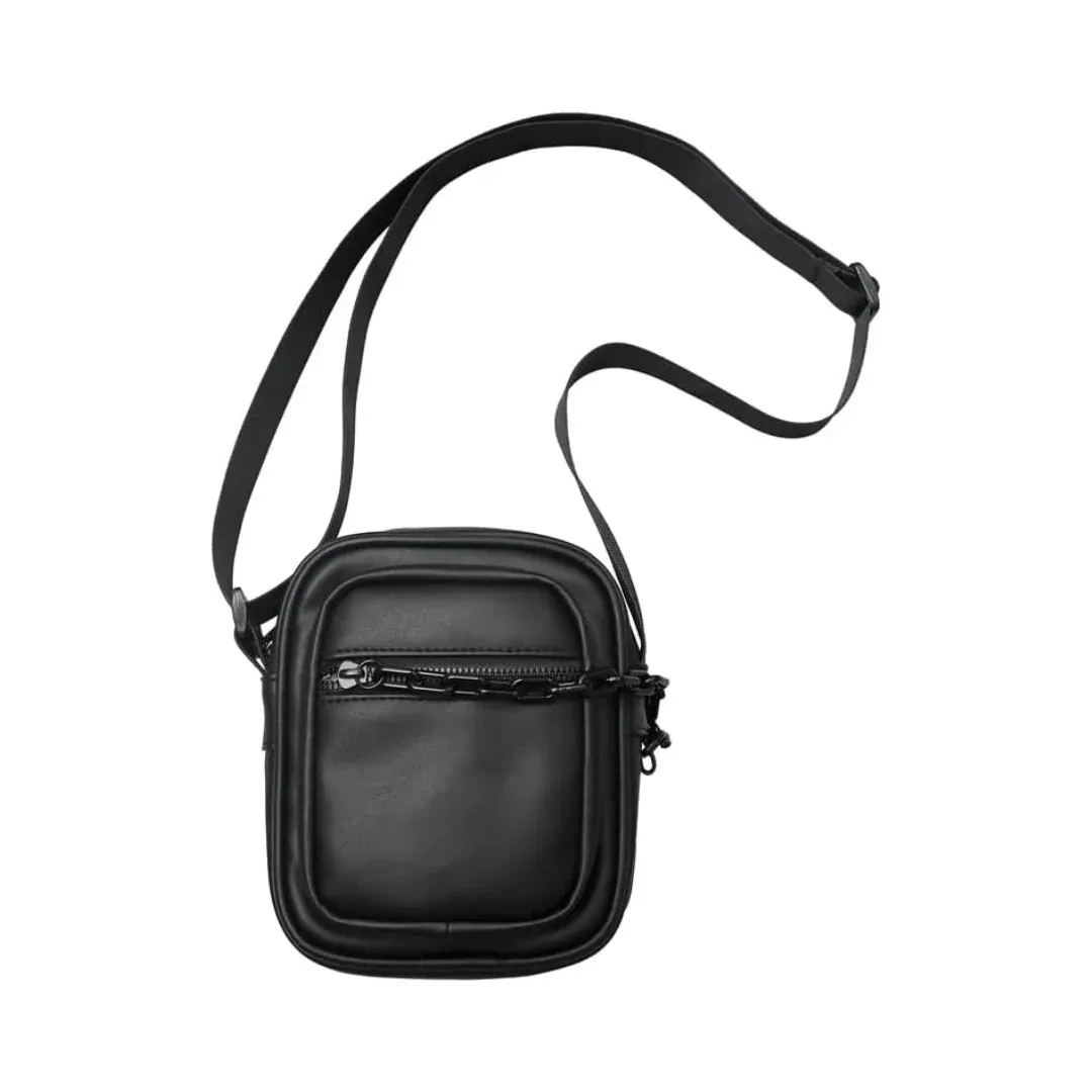 Black Crossbody Bag with Chain Accessory