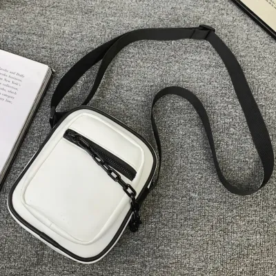 White Crossbody Bag with Chain Accessory