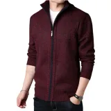 Wine Red Zip-Up Cardigan