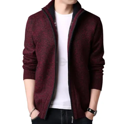 Wine Red Zip-Up Cardigan