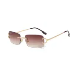 Gold Brown Unisex Rimless Shades