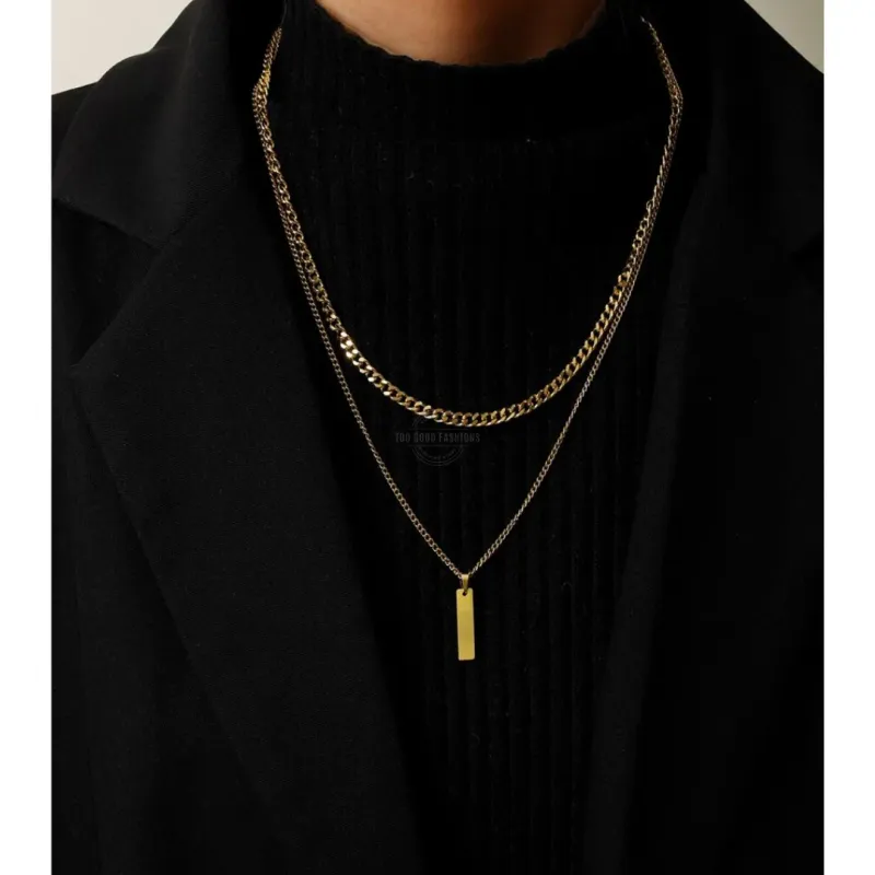 Layered Pendant Necklace Set in Gold