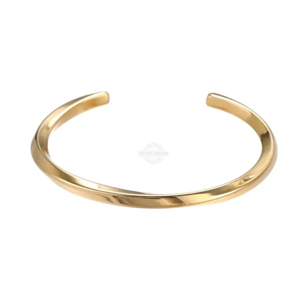 Gold minimalist bracelet cuff, modern and sleek design