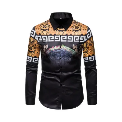 Golden Luxury Black Long-Sleeve Shirt