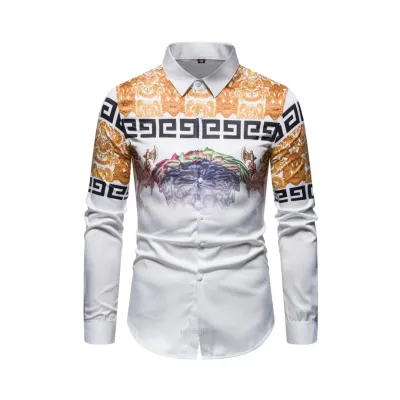 Golden Luxury White Long-Sleeve Shirt