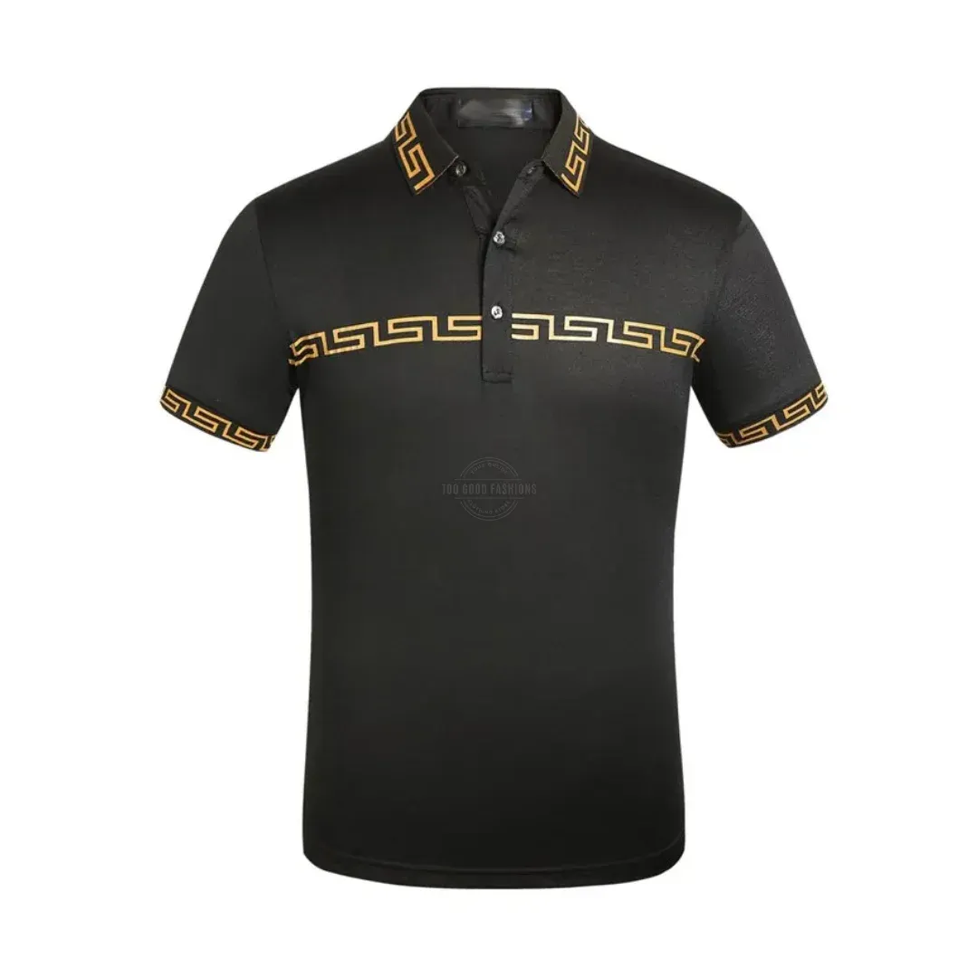Men&#39;s black luxury cotton polo shirt