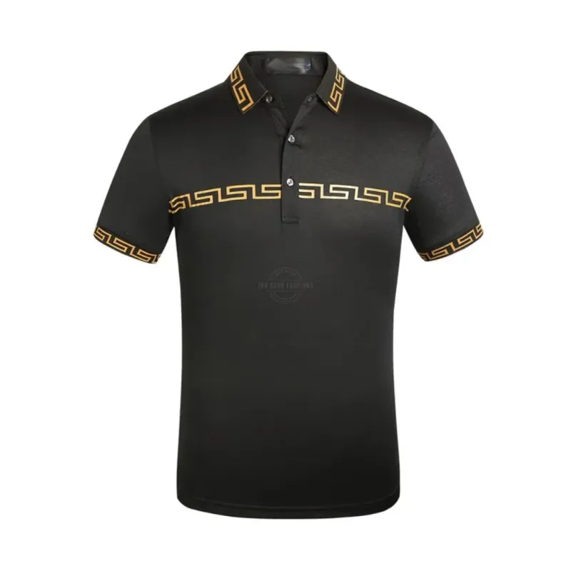 Men&#39;s black luxury cotton polo shirt