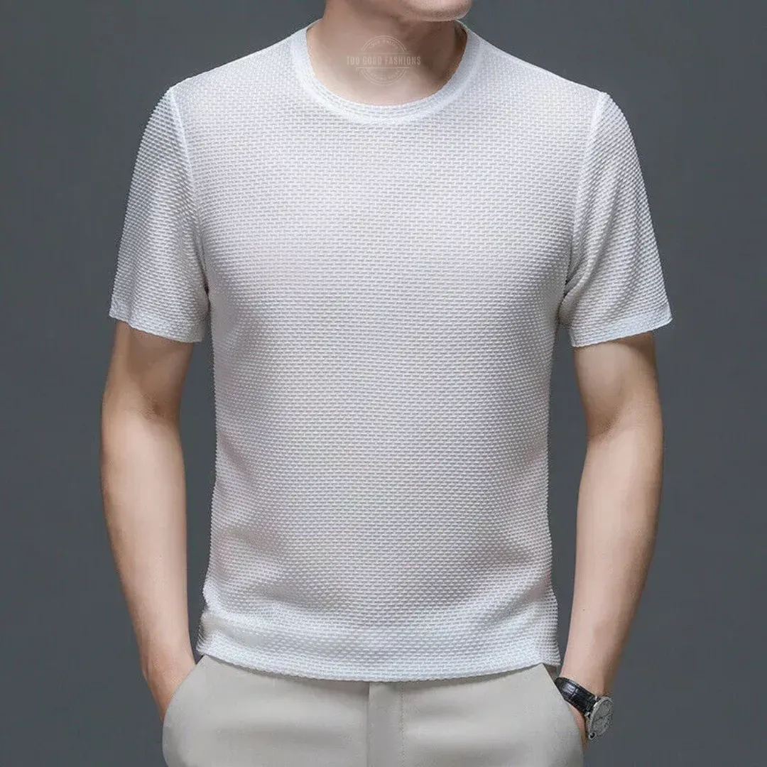 Men&#39;s white textured lightweight t-shirt