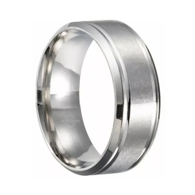 Alpha Brushed Steel Ring in Silver