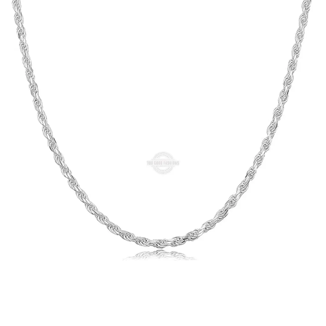 Silver braided rope necklace with classic design