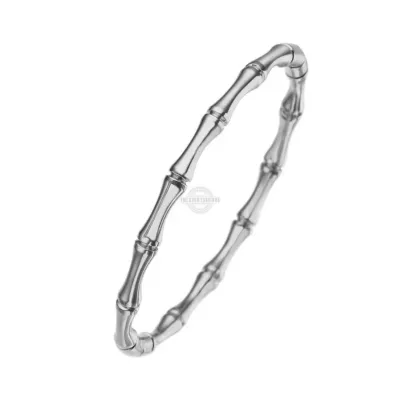 Silver bangle with bamboo-inspired texture
