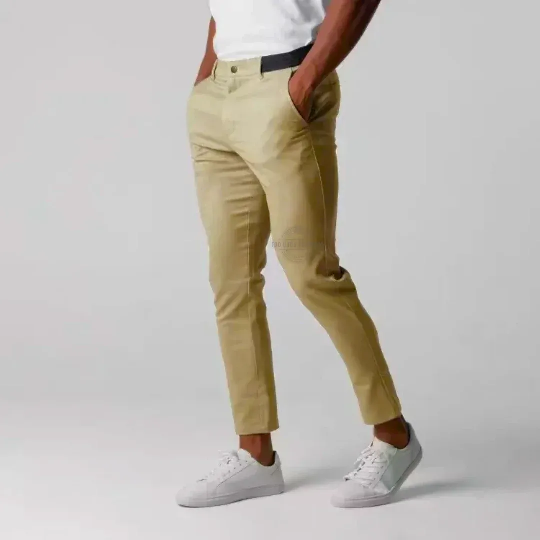 Men&#39;s khaki slim-fit stretch chino pants