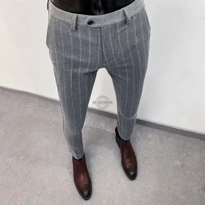 Light Gray Striped Chino Pants