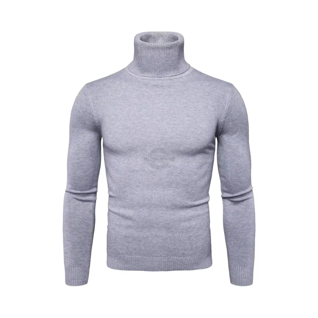 Men&#39;s light gray classic turtleneck sweater