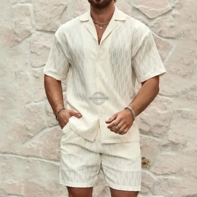 White Patterned Shirt &amp; Pants Two Piece Casual Set
