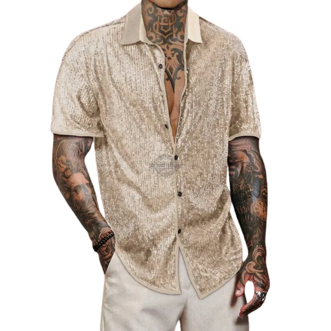 Gold Sequin Party Shirt