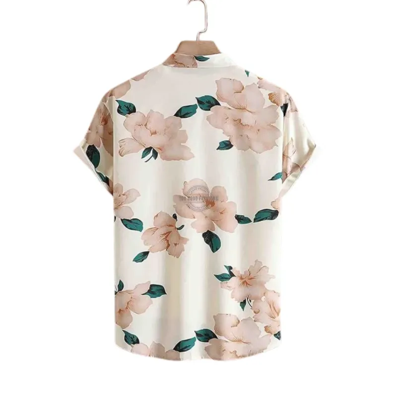 Cream Peony Short-Sleeve Shirt